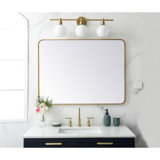Elegant Decor Evermore Soft Corner Rectangular Mirror 30X40", Brass