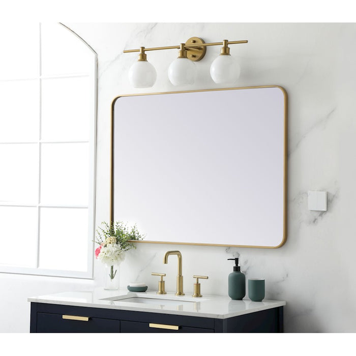 Elegant Decor Evermore Soft Corner Rectangular Mirror 30X40", Brass