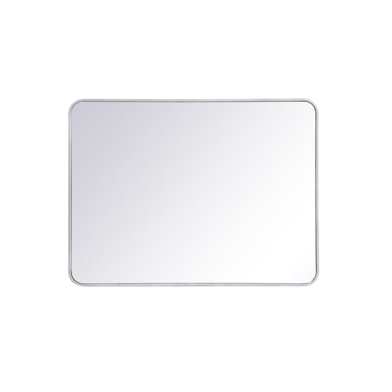 Elegant Decor Evermore Soft Corner Rectangular Mirror 30X40", Silver
