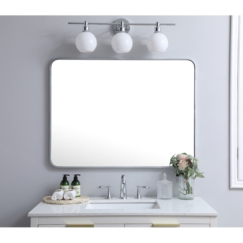 Elegant Decor Evermore Soft Corner Rectangular Mirror 30X40", Silver