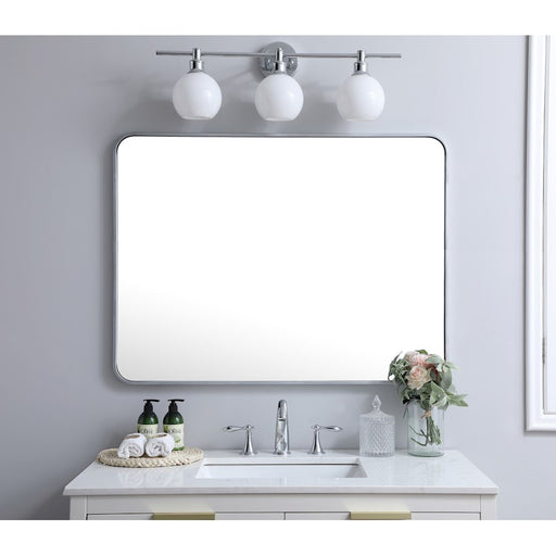 Elegant Decor Evermore Soft Corner Rectangular Mirror 30X40", Silver