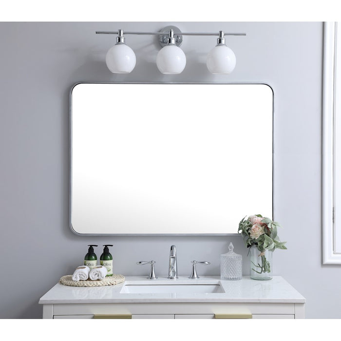 Elegant Decor Evermore Soft Corner Rectangular Mirror 30X40", Silver