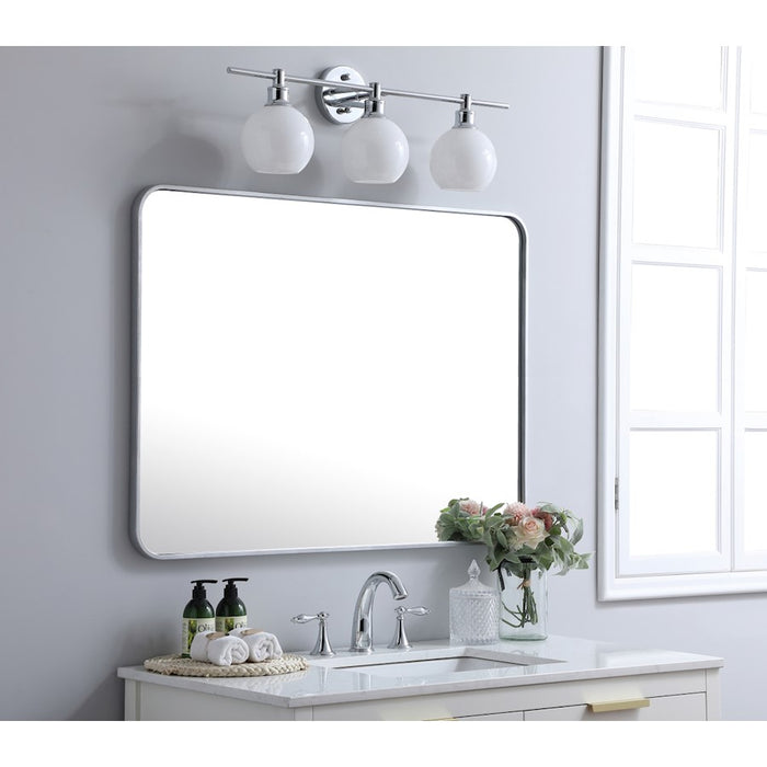 Elegant Decor Evermore Soft Corner Rectangular Mirror 30X40", Silver