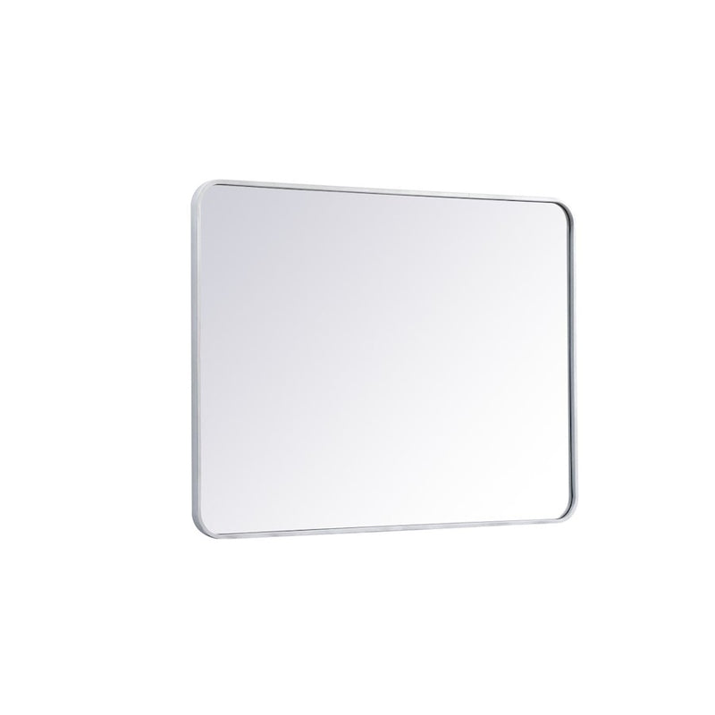 Elegant Decor Evermore Soft Corner Rectangular Mirror 30X40", Silver