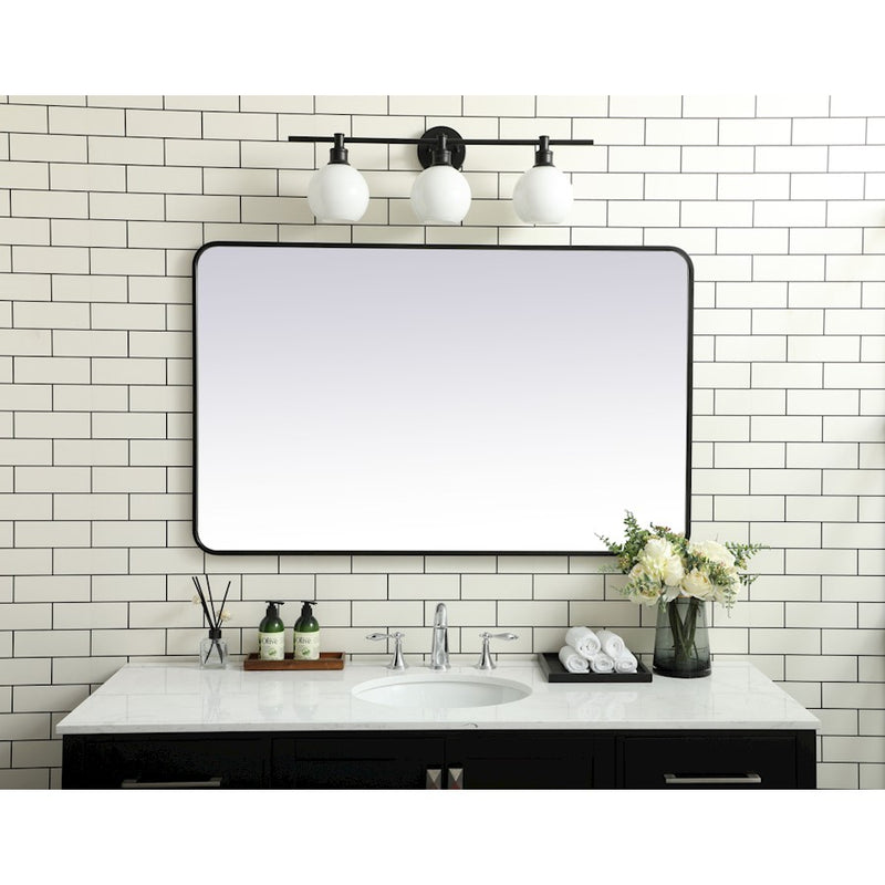 Elegant Decor Evermore Soft Corner Rectangular Mirror 30X48", Black