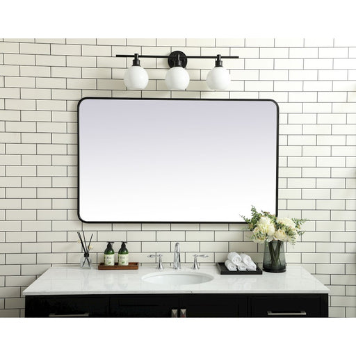 Elegant Decor Evermore Soft Corner Rectangular Mirror 30X48", Black