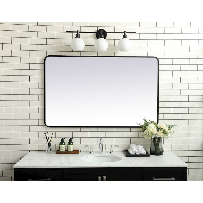 Elegant Decor Evermore Soft Corner Rectangular Mirror 30X48", Black