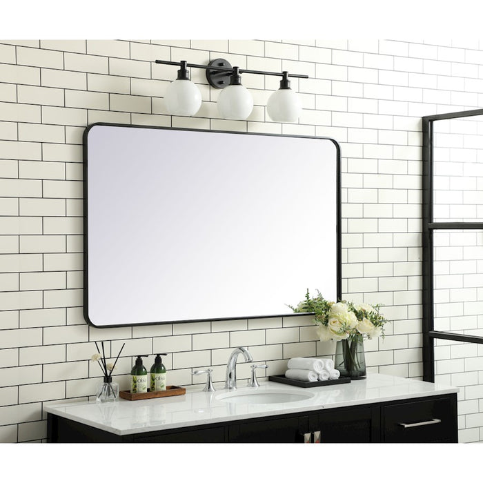 Elegant Decor Evermore Soft Corner Rectangular Mirror 30X48", Black