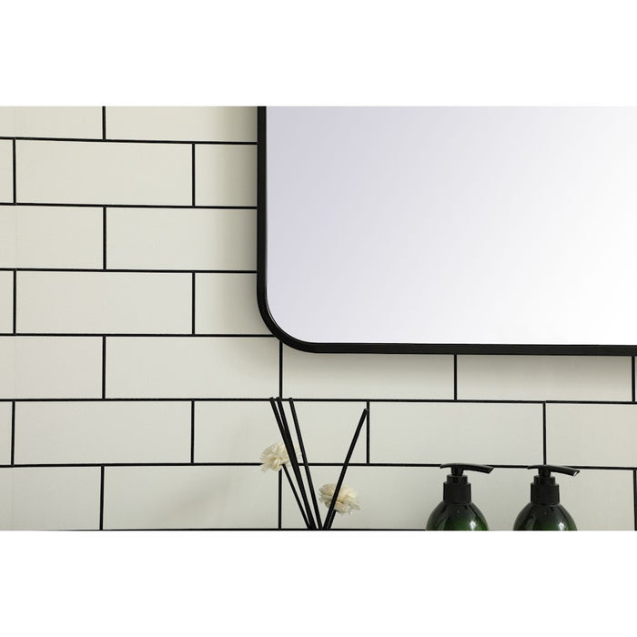 Elegant Decor Evermore Soft Corner Rectangular Mirror 30X48", Black