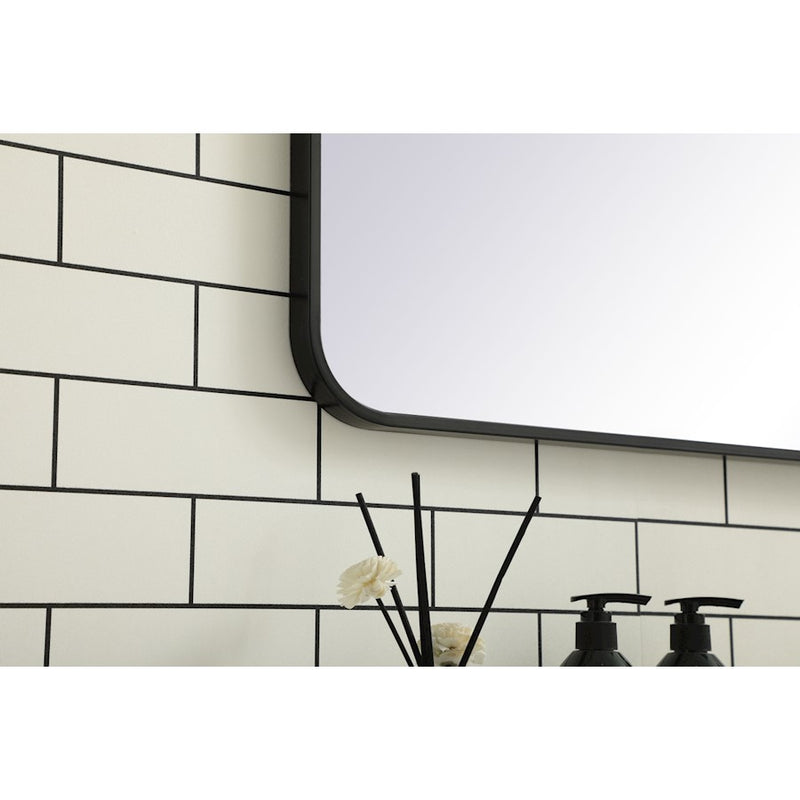 Elegant Decor Evermore Soft Corner Rectangular Mirror 30X48", Black