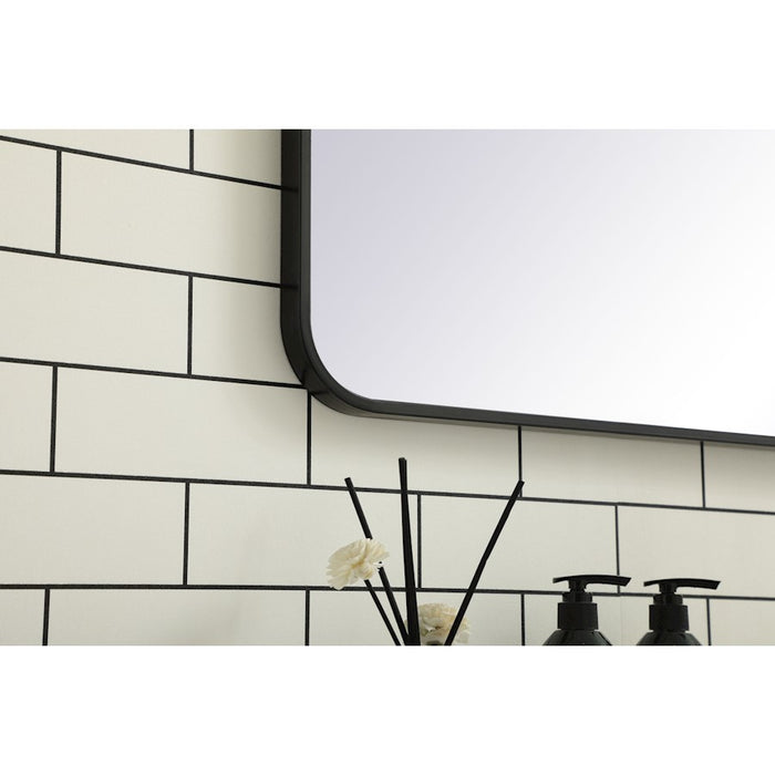 Elegant Decor Evermore Soft Corner Rectangular Mirror 30X48", Black