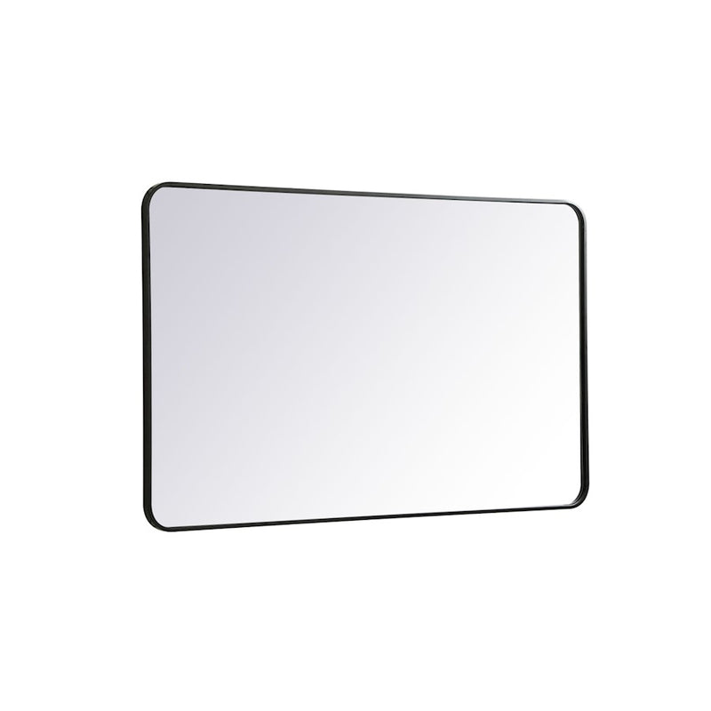 Elegant Decor Evermore Soft Corner Rectangular Mirror 30X48", Black