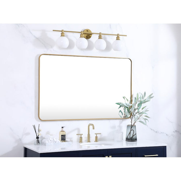 Elegant Decor Evermore Soft Corner Rectangular Mirror 30X48", Brass