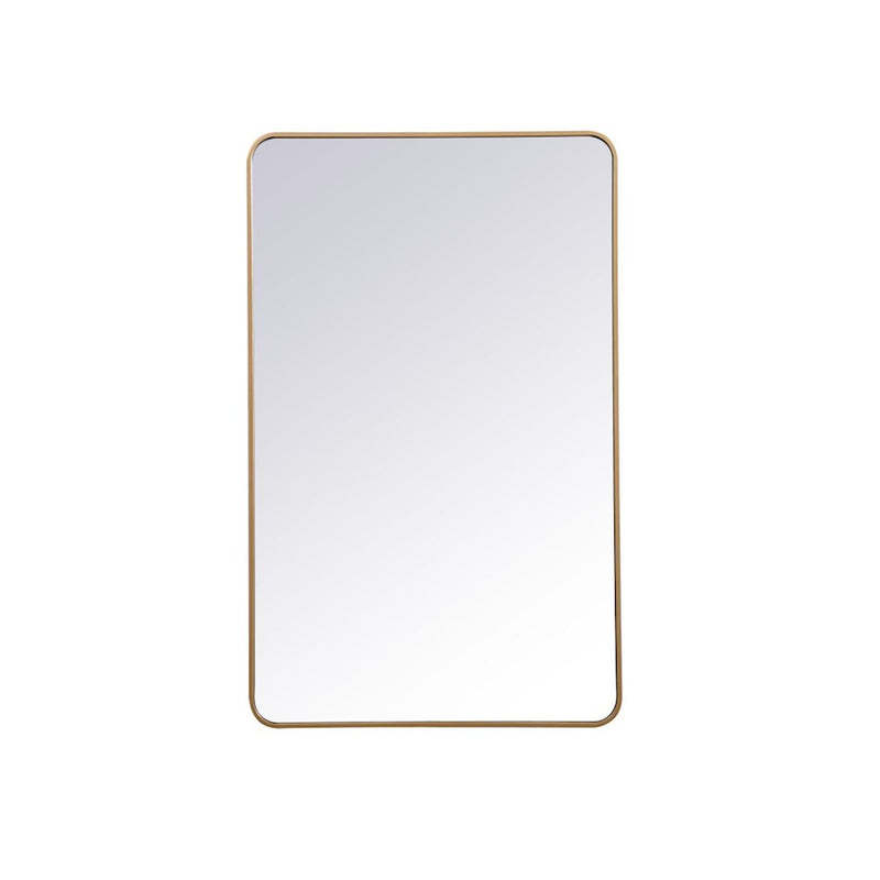 Elegant Decor Evermore Soft Corner Rectangular Mirror 30X48", Brass