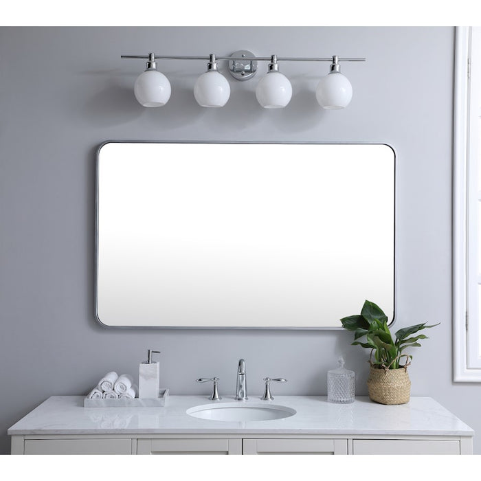 Elegant Decor Evermore Soft Corner Rectangular Mirror 30X48", Silver