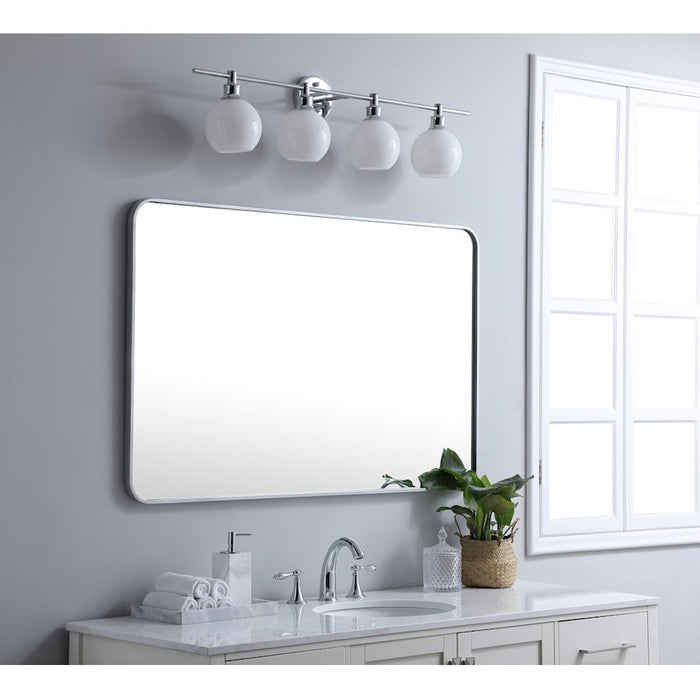 Elegant Decor Evermore Soft Corner Rectangular Mirror 30X48", Silver