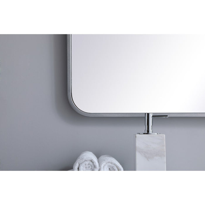 Elegant Decor Evermore Soft Corner Rectangular Mirror 30X48", Silver