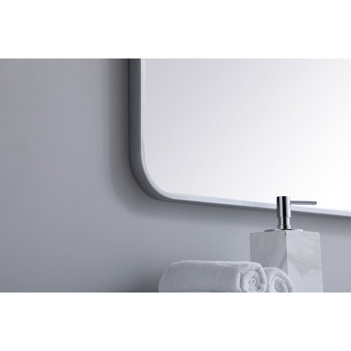 Elegant Decor Evermore Soft Corner Rectangular Mirror 30X48", Silver