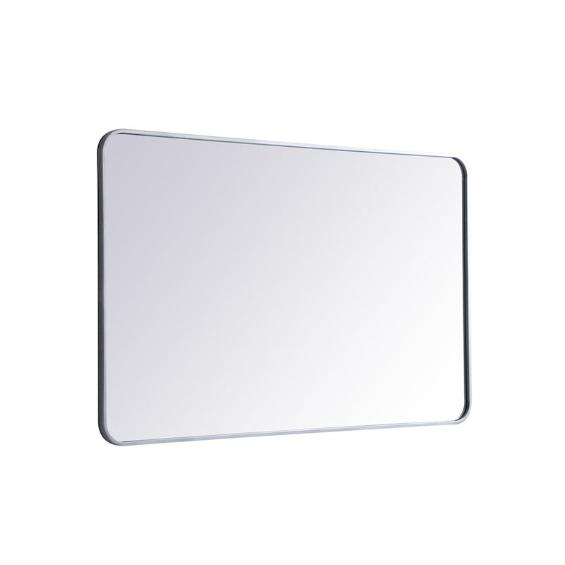 Elegant Decor Evermore Soft Corner Rectangular Mirror 30X48", Silver