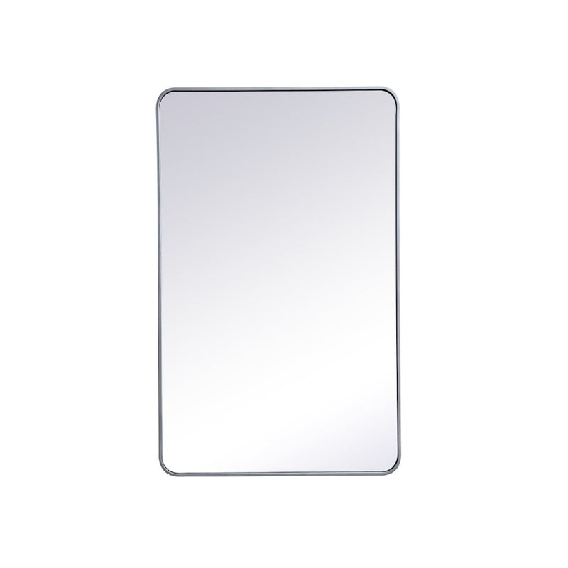 Elegant Decor Evermore Soft Corner Rectangular Mirror 30X48", Silver