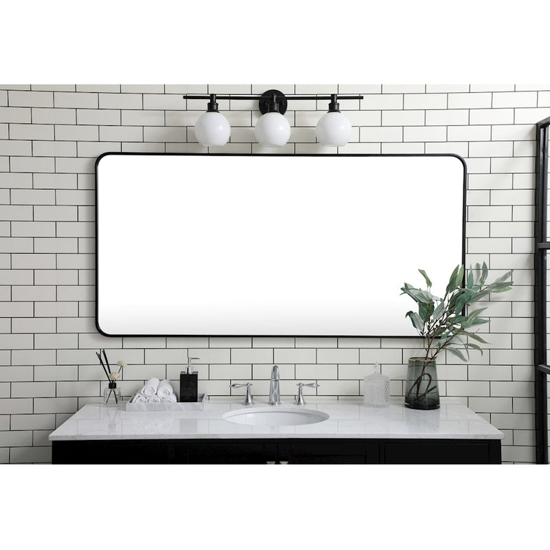 Elegant Decor Evermore Soft Corner Rectangular Mirror 30X60", Black