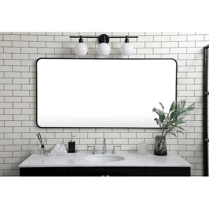 Elegant Decor Evermore Soft Corner Rectangular Mirror 30X60", Black