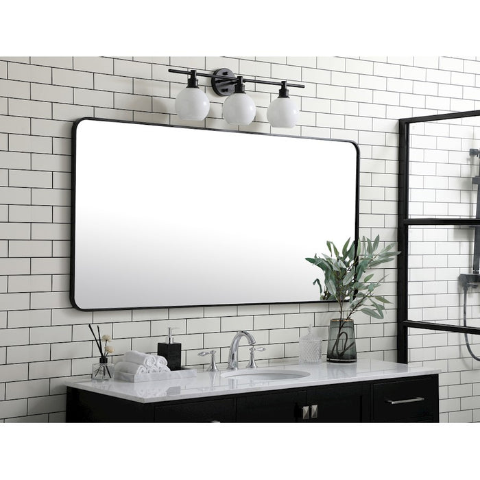 Elegant Decor Evermore Soft Corner Rectangular Mirror 30X60", Black