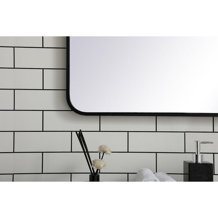 Elegant Decor Evermore Soft Corner Rectangular Mirror 30X60", Black