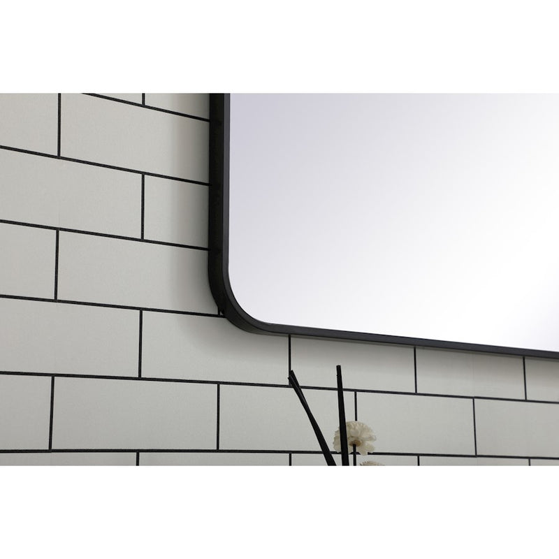 Elegant Decor Evermore Soft Corner Rectangular Mirror 30X60", Black