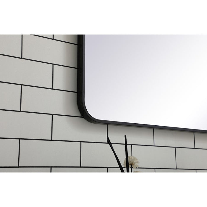 Elegant Decor Evermore Soft Corner Rectangular Mirror 30X60", Black