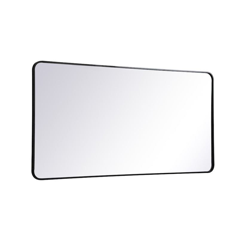 Elegant Decor Evermore Soft Corner Rectangular Mirror 30X60", Black