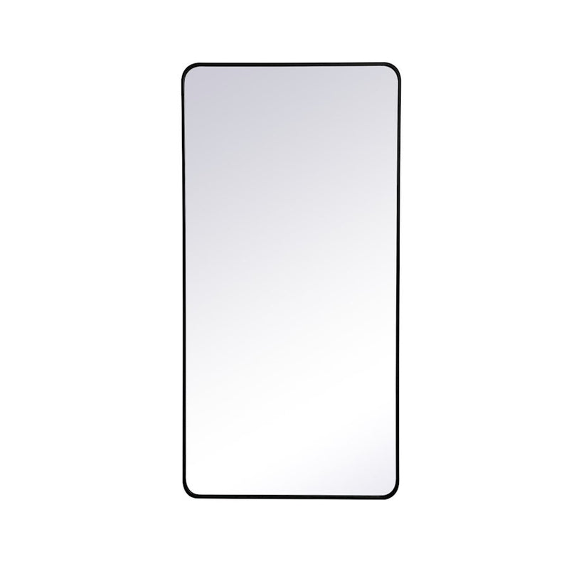 Elegant Decor Evermore Soft Corner Rectangular Mirror 30X60", Black