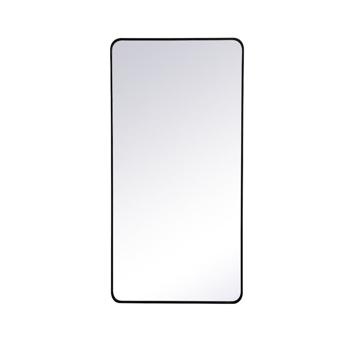 Elegant Decor Evermore Soft Corner Rectangular Mirror 30X60", Black