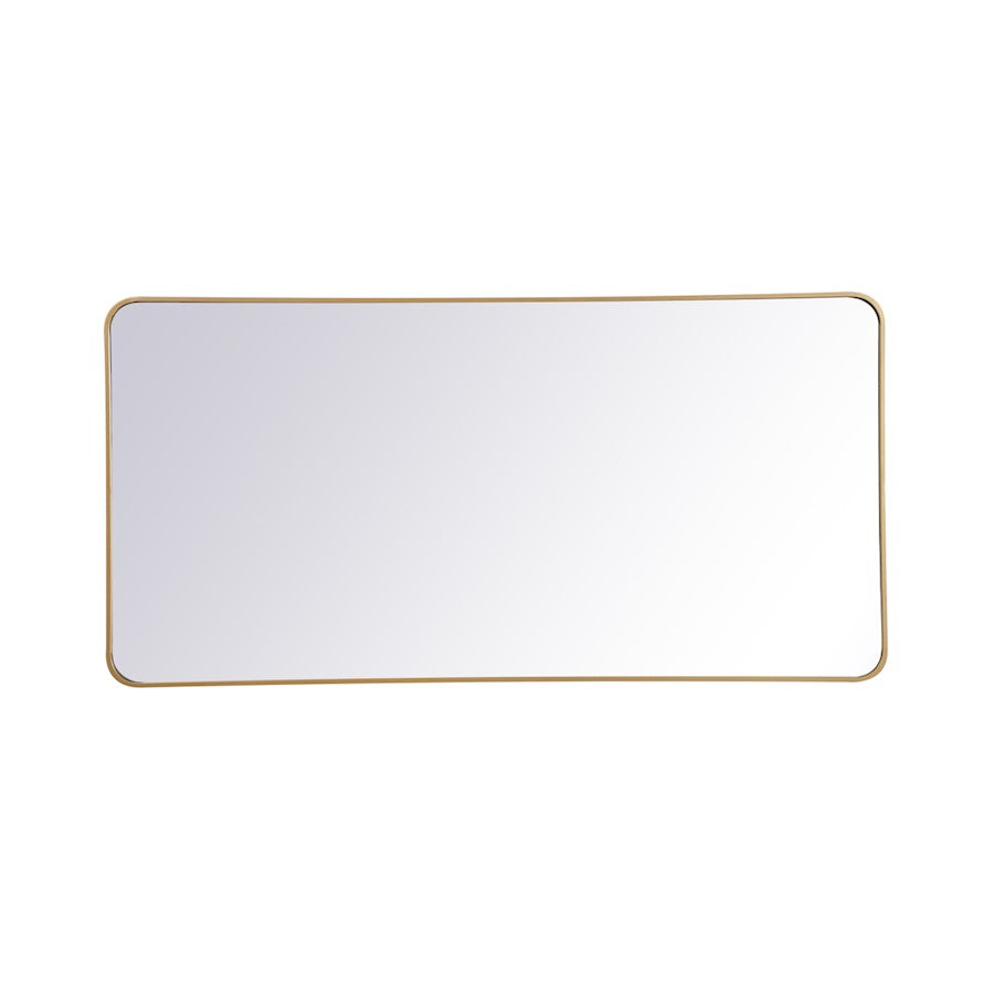 Elegant Decor Evermore Soft Corner Rectangular Mirror 30X60", Brass