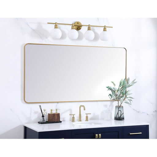 Elegant Decor Evermore Soft Corner Rectangular Mirror 30X60", Brass