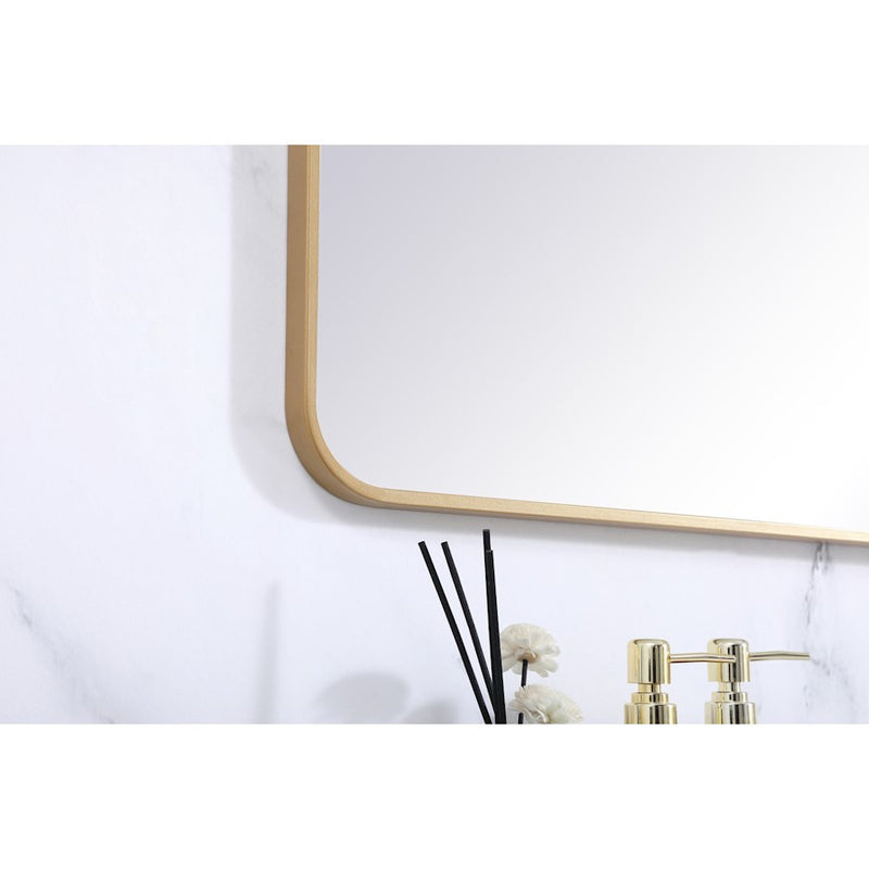 Elegant Decor Evermore Soft Corner Rectangular Mirror 30X60", Brass