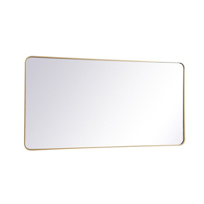 Elegant Decor Evermore Soft Corner Rectangular Mirror 30X60", Brass
