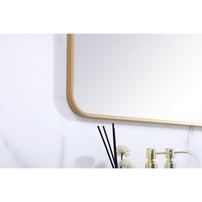 Elegant Decor Evermore Soft Corner Rectangular Mirror 30X60", Brass