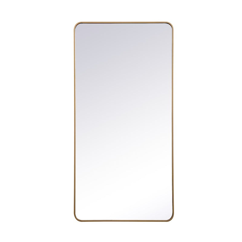 Elegant Decor Evermore Soft Corner Rectangular Mirror 30X60", Brass