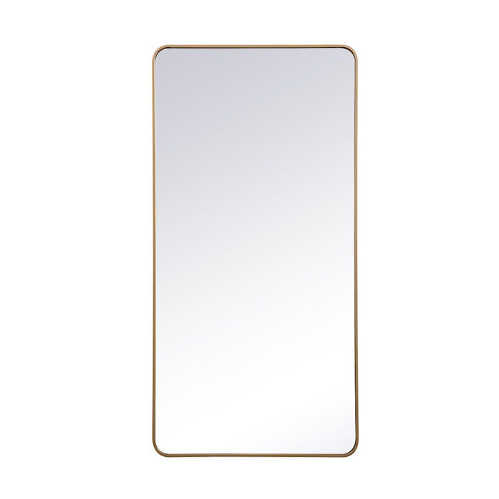 Elegant Decor Evermore Soft Corner Rectangular Mirror 30X60", Brass