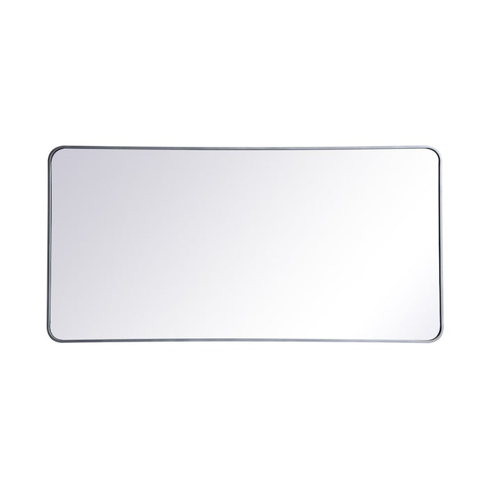 Elegant Decor Evermore Soft Corner Rectangular Mirror 30X60", Silver