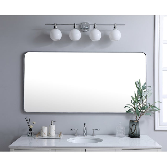 Elegant Decor Evermore Soft Corner Rectangular Mirror 30X60", Silver