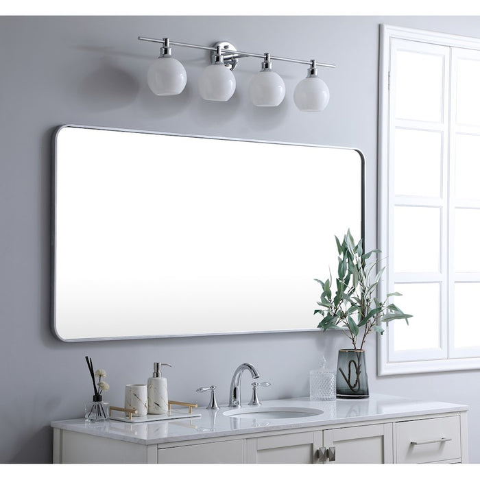 Elegant Decor Evermore Soft Corner Rectangular Mirror 30X60", Silver