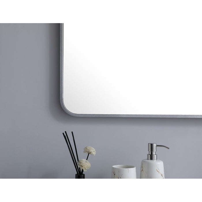 Elegant Decor Evermore Soft Corner Rectangular Mirror 30X60", Silver