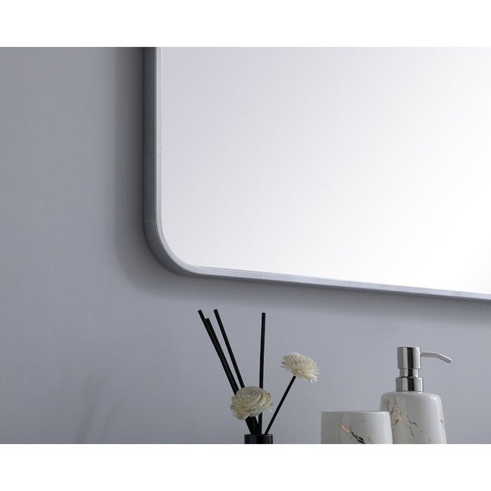 Elegant Decor Evermore Soft Corner Rectangular Mirror 30X60", Silver