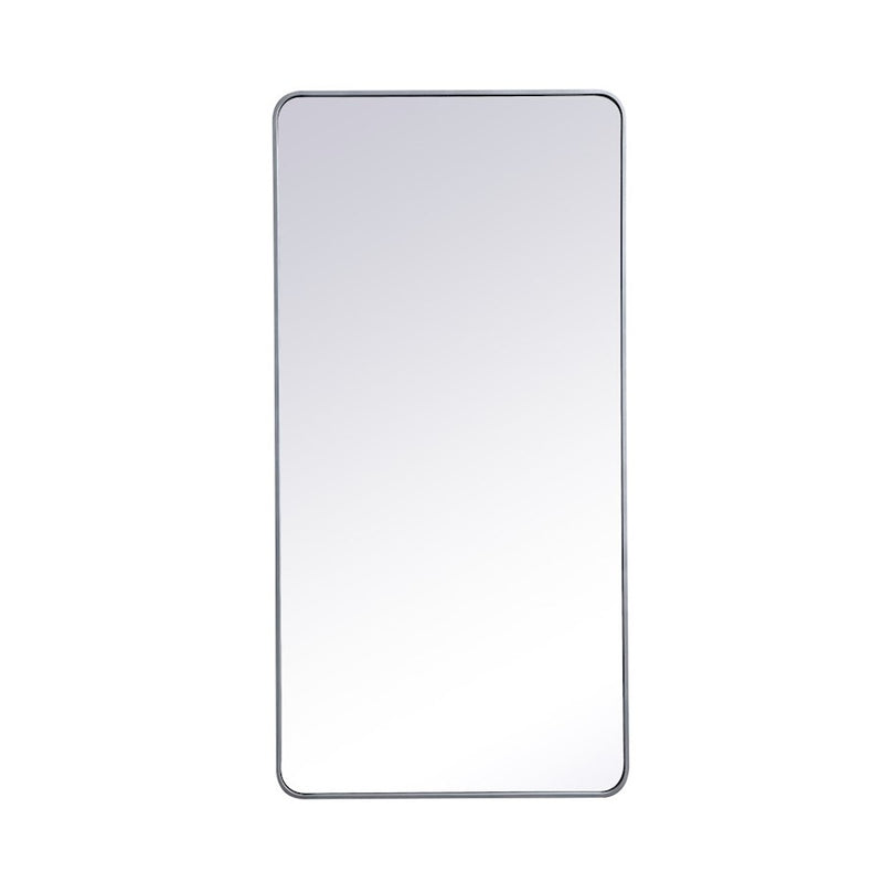 Elegant Decor Evermore Soft Corner Rectangular Mirror 30X60", Silver