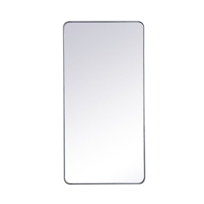 Elegant Decor Evermore Soft Corner Rectangular Mirror 30X60", Silver