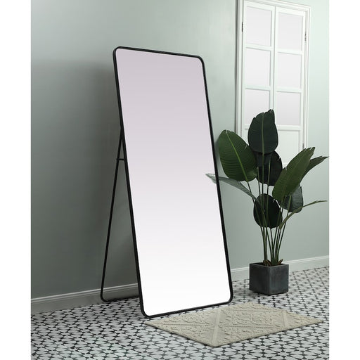 Elegant Decor Evermore Soft Corner Rect Mirror 32X72", Black