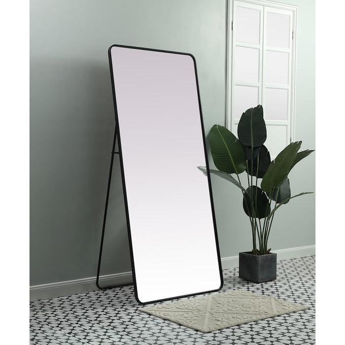 Elegant Decor Evermore Soft Corner Rect Mirror 32X72", Black
