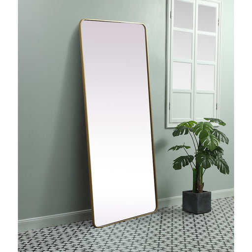 Elegant Decor Evermore Soft Corner Rect Mirror 32X72", Brass
